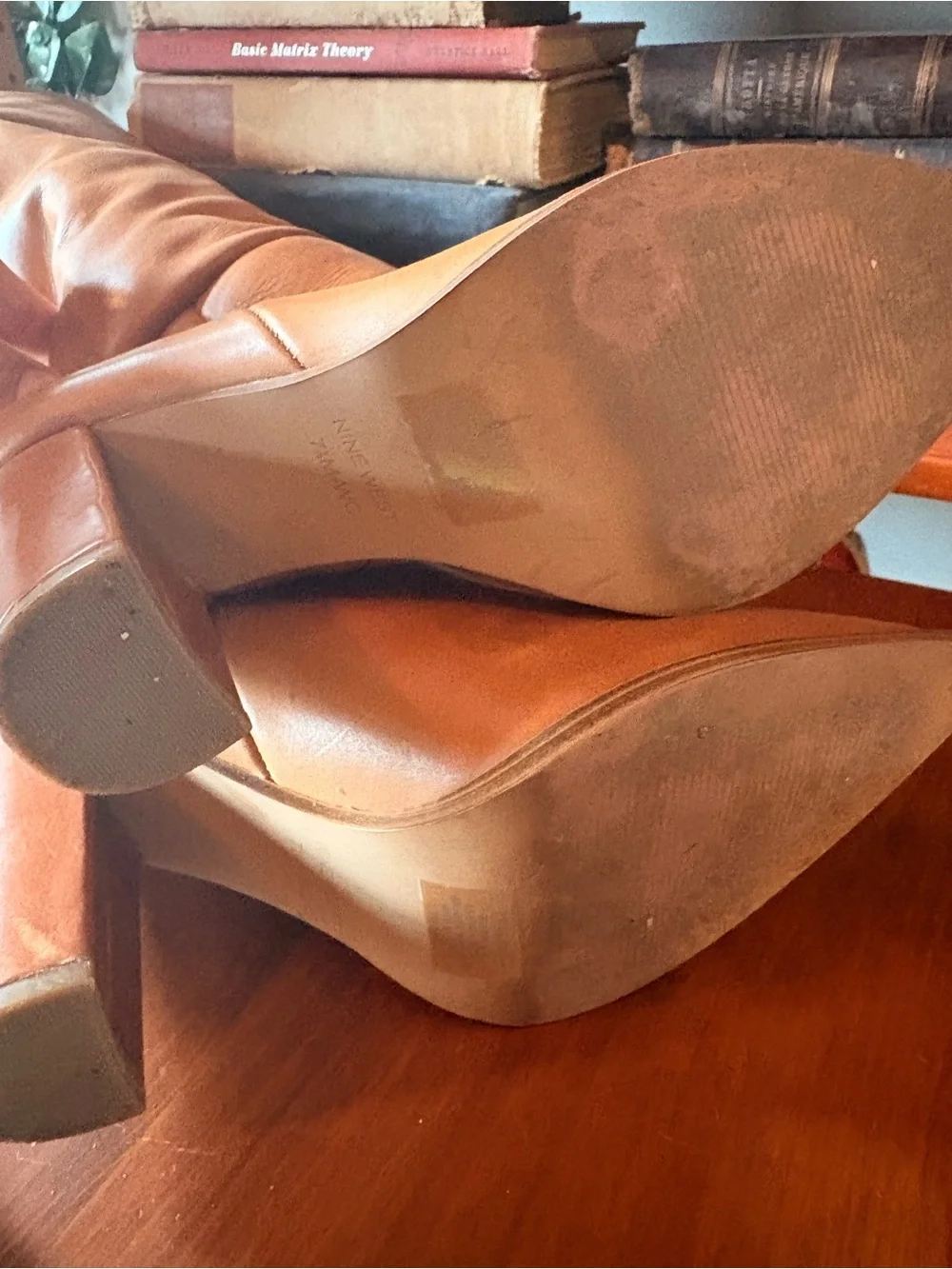 Nine West Tall Leather Brixie Boots in Tan